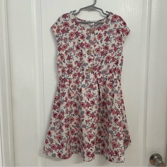 GAP Other - GAP Floral Paisley Kids Dress Red Cream Navy Linen Rayon Short Sleeve Size 8